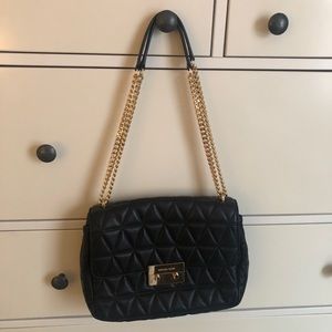 Michael Kors Black Quilted Bag w/ Gold Chain Strap